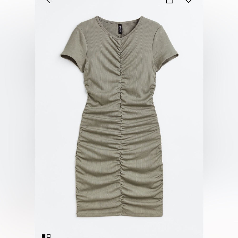 H&M Draped Jersey Dress, Light Khaki Green, Size S